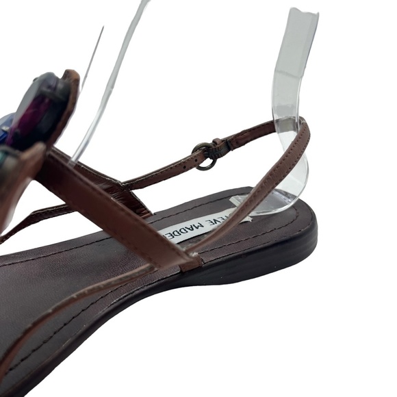 STEVE MADDEN ANGELYNA Brown Bling Chunky Rhinestones Flower Sandals Shoes sz 8 - Picture 8 of 16